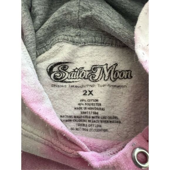Sailor Moon Official Hooded Sweatshirt Cropped Tie Dye Pink Cozy Hoodie 2X - Picture 7 of 7